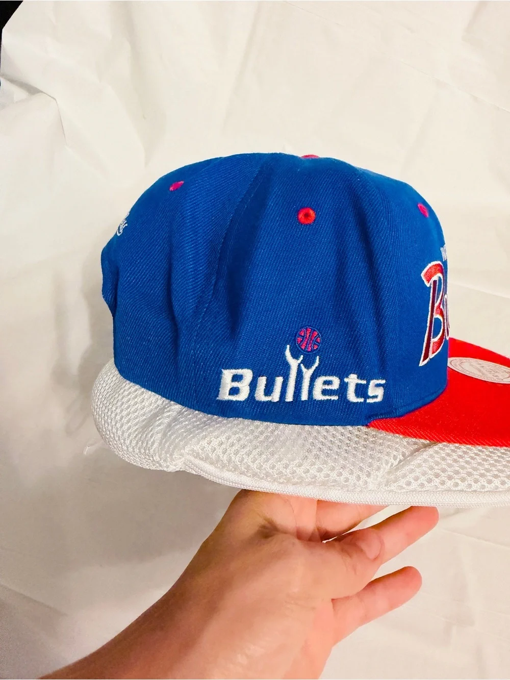 Mitchell & Ness Washington Bullets Snapback Hat NBA HWC Blue Red Green Brim
